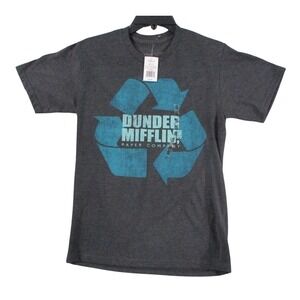 The Office Dunder Mifflin T-Shirt Small Dark Heather Grey Recycle Logo DM104DHKO